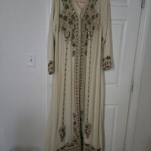 Elegant Embroidered Cream Dress